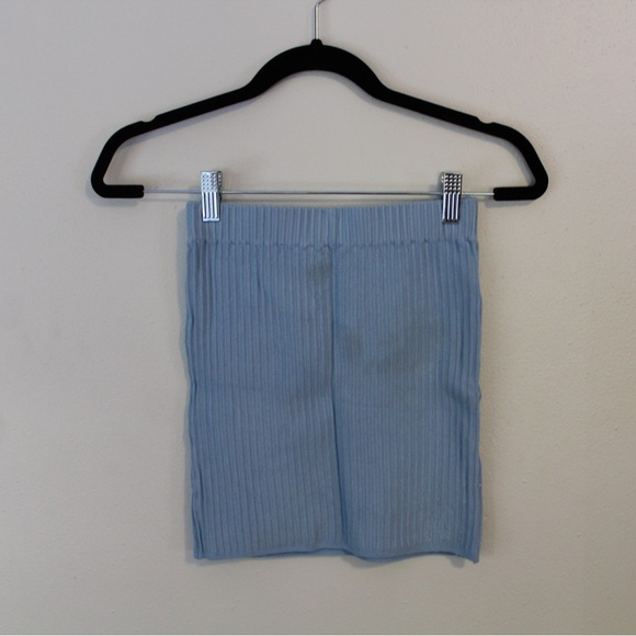 Blue Strapless Ribbed Two Piece Set - Picture 6 of 6